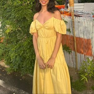 vince yellow midi dress